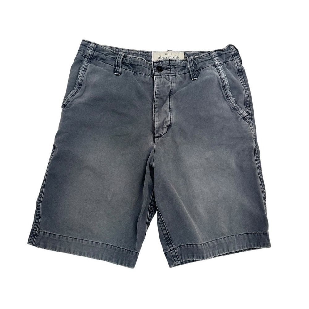 Abercrombie & Fitch Mens 31 Gray Long Chino Shorts Y2K Skate Preppy Grunge Surf